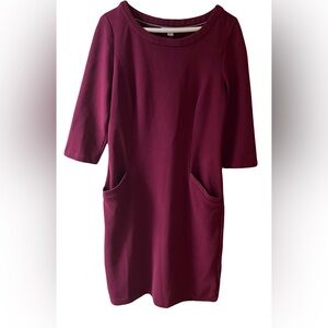 BEAUTIFUL BODEN DRESS Perfect Maroon Color for Fall WITH Pockets!